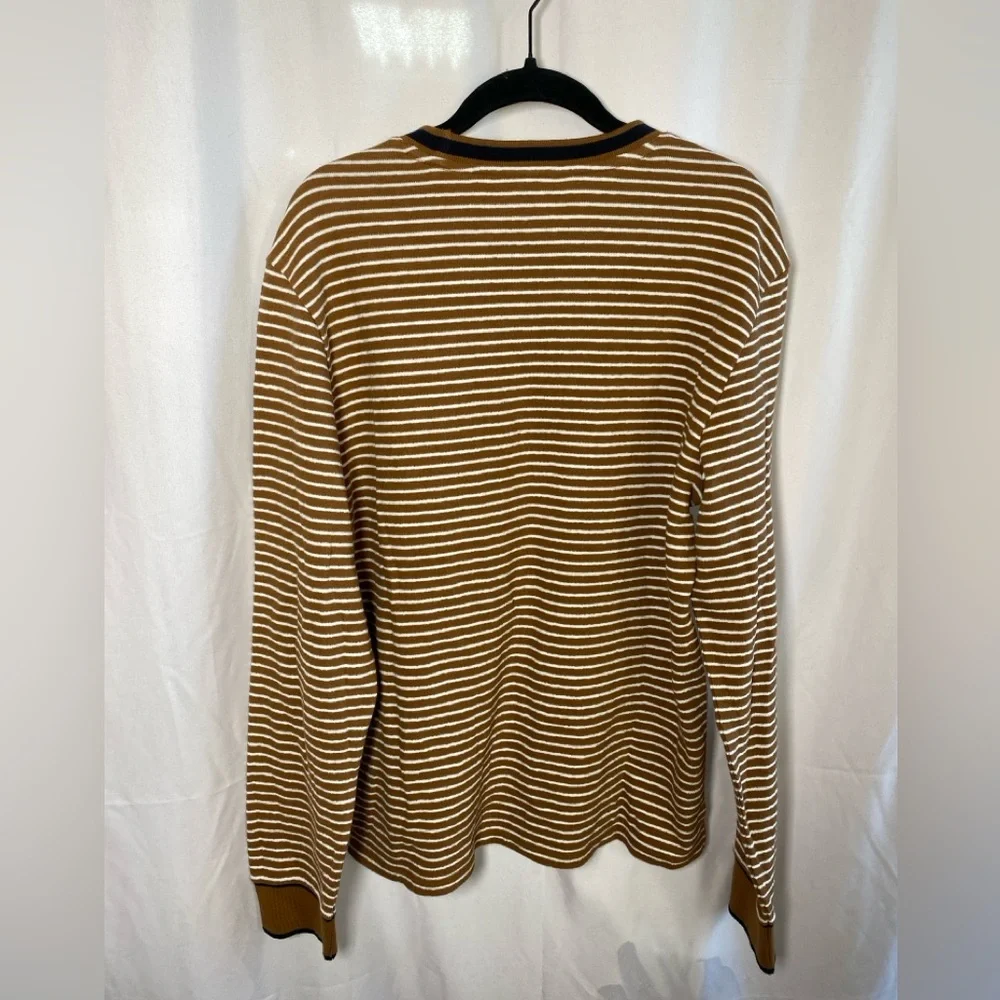 Club Monaco Men's M Slim Striped Tricot Crew Long Sleeve Pullover Knit Sample